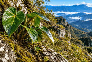 Planta escondida entre rochas