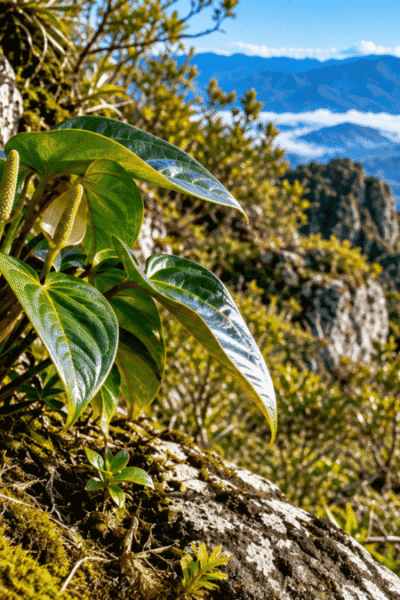 Planta escondida entre rochas